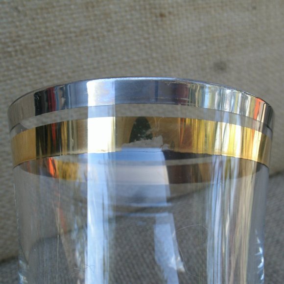 Vintage Krosno Silver & Gold Band Wine Glass Set of 2 - Picture 11 of 16